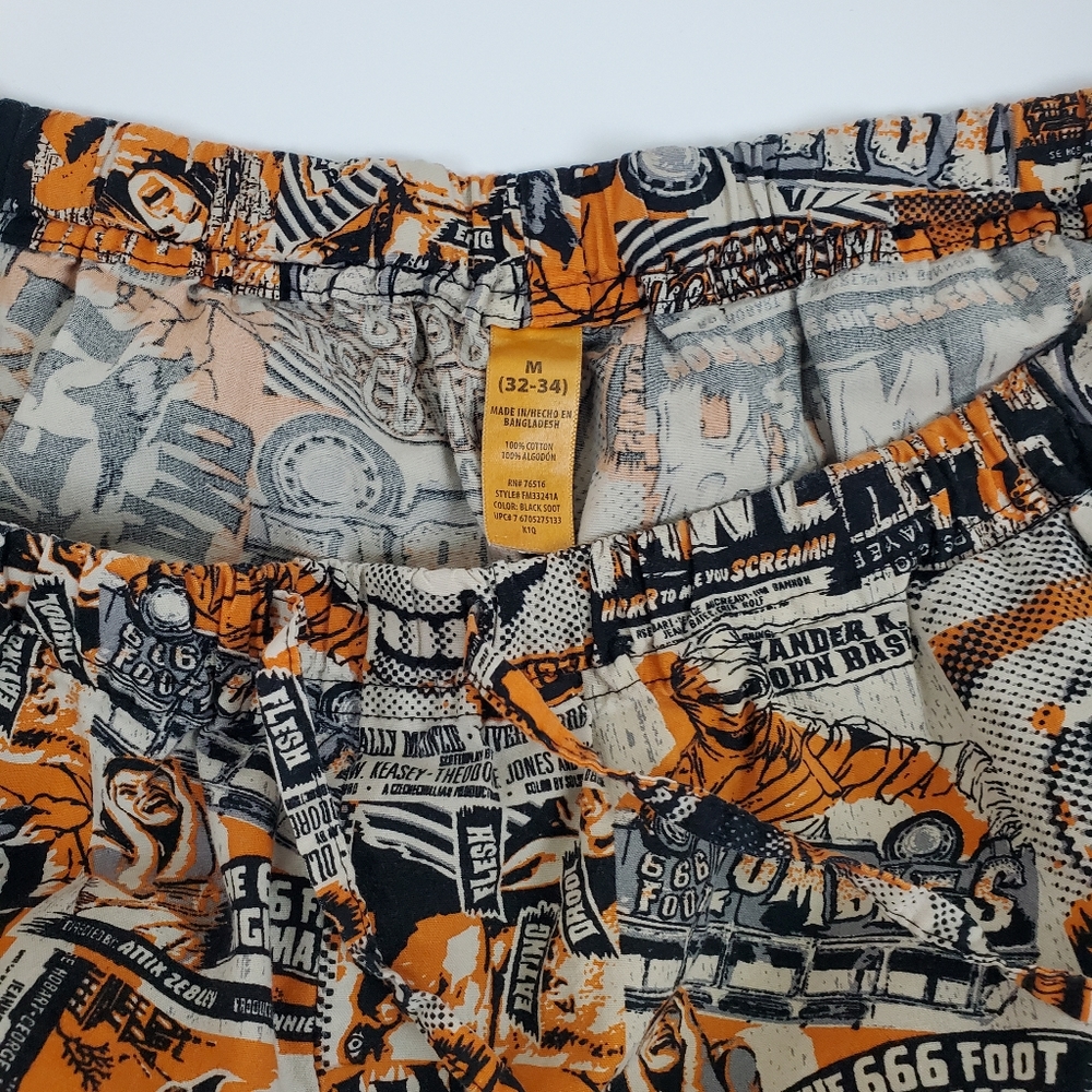 Vintage Zombie Horror Movie Night Pajamas PJ Bottoms Pants Medium Unisex Cotton - Picture 7 of 9